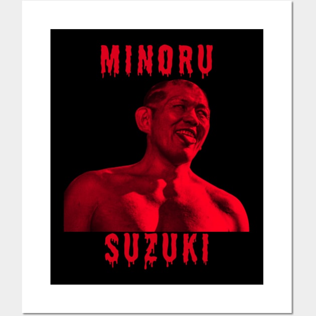 Minoru Suzuki blood stained Wall Art by michaelporter98